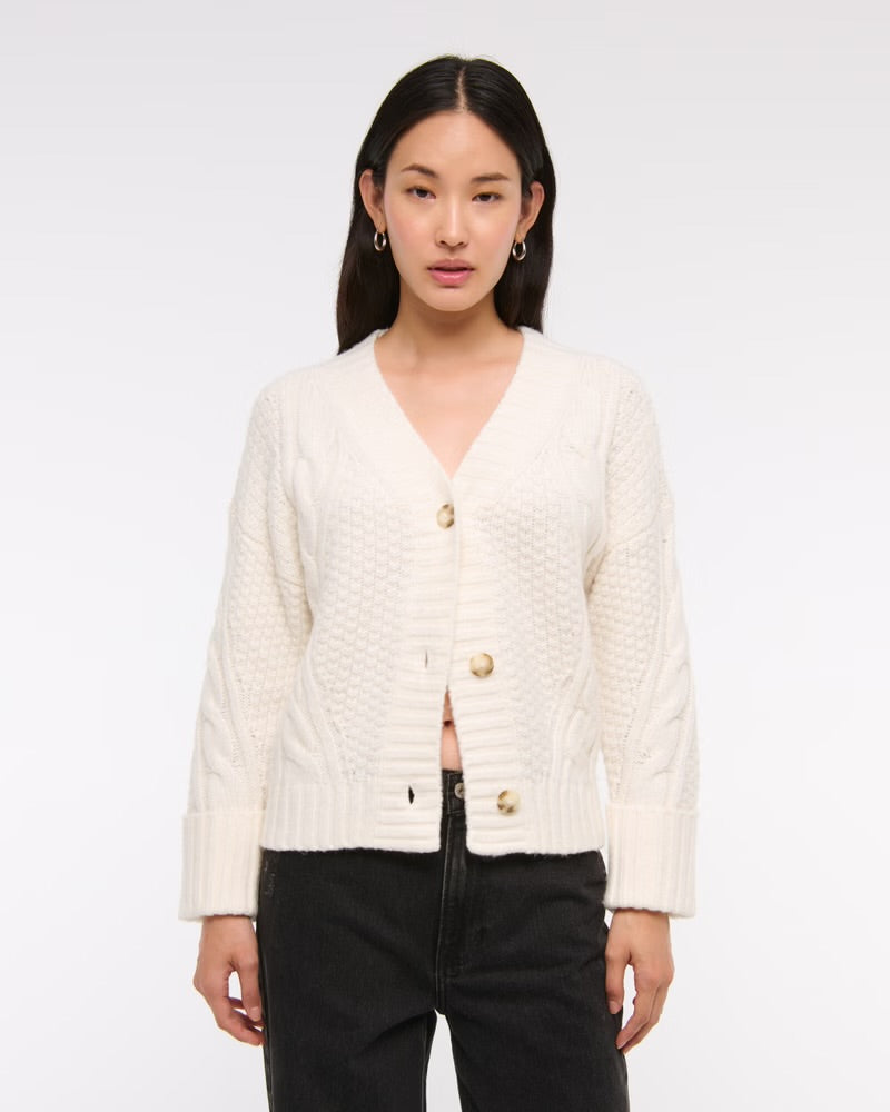 Seed-Stitch Cable Cardigan