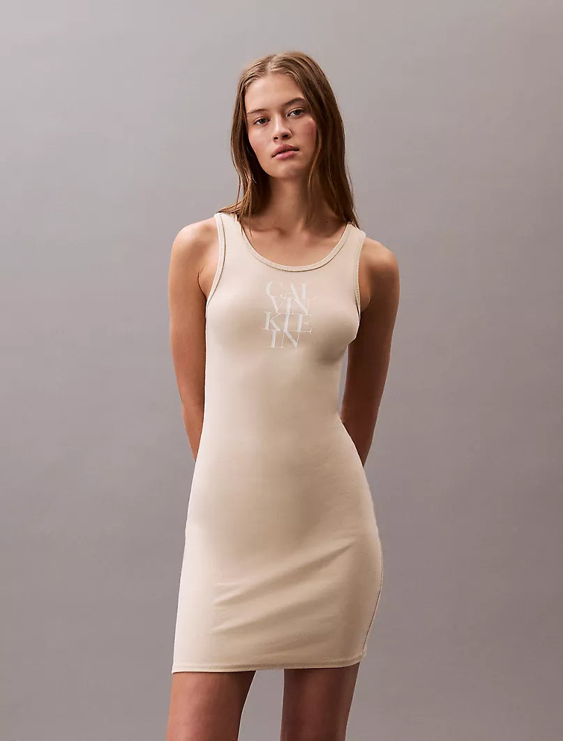 Cotton Rib Logo Graphic Tank Dress