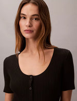 Cotton Rib Button-Down Dress