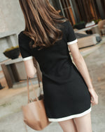 Collared Contrast Trim Knit Mini Dress