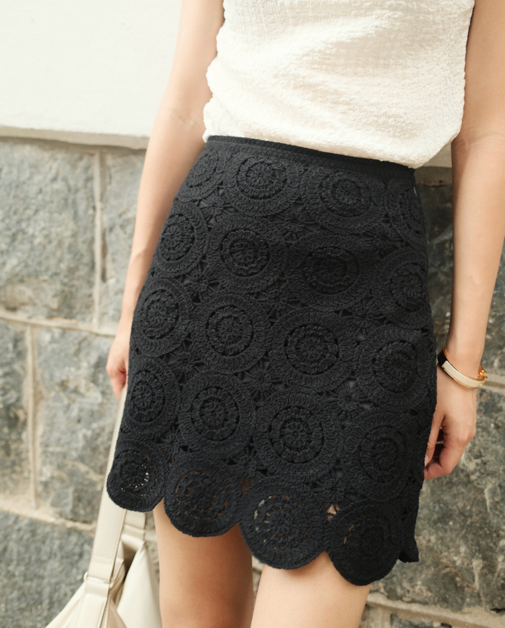 Crochet-Style Mosaic Tile Mini Skirt