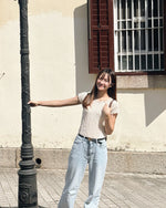 Gingham Print Ruffle-Edge Top