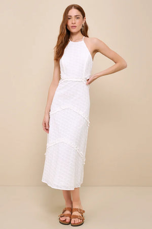 Ruffled Tie-Back Midi Dress