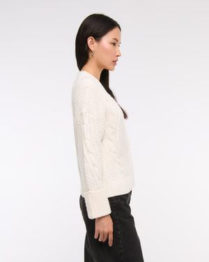 Seed-Stitch Cable Cardigan