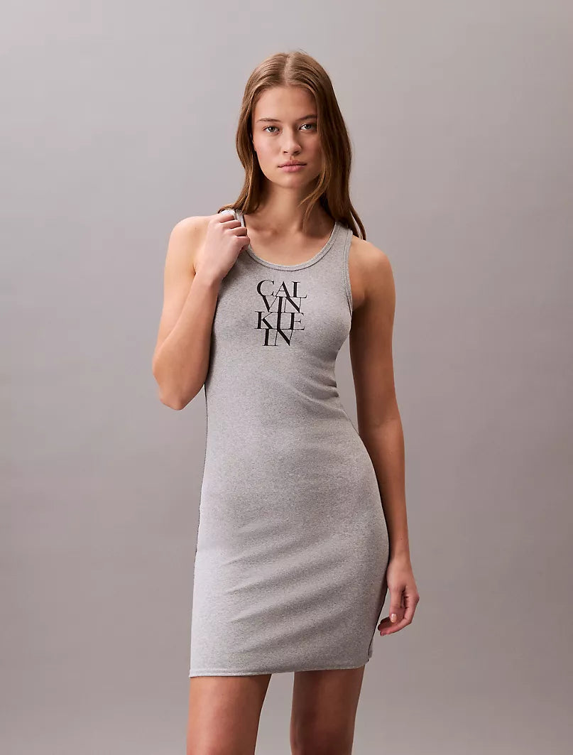 Cotton Rib Logo Graphic Tank Dress