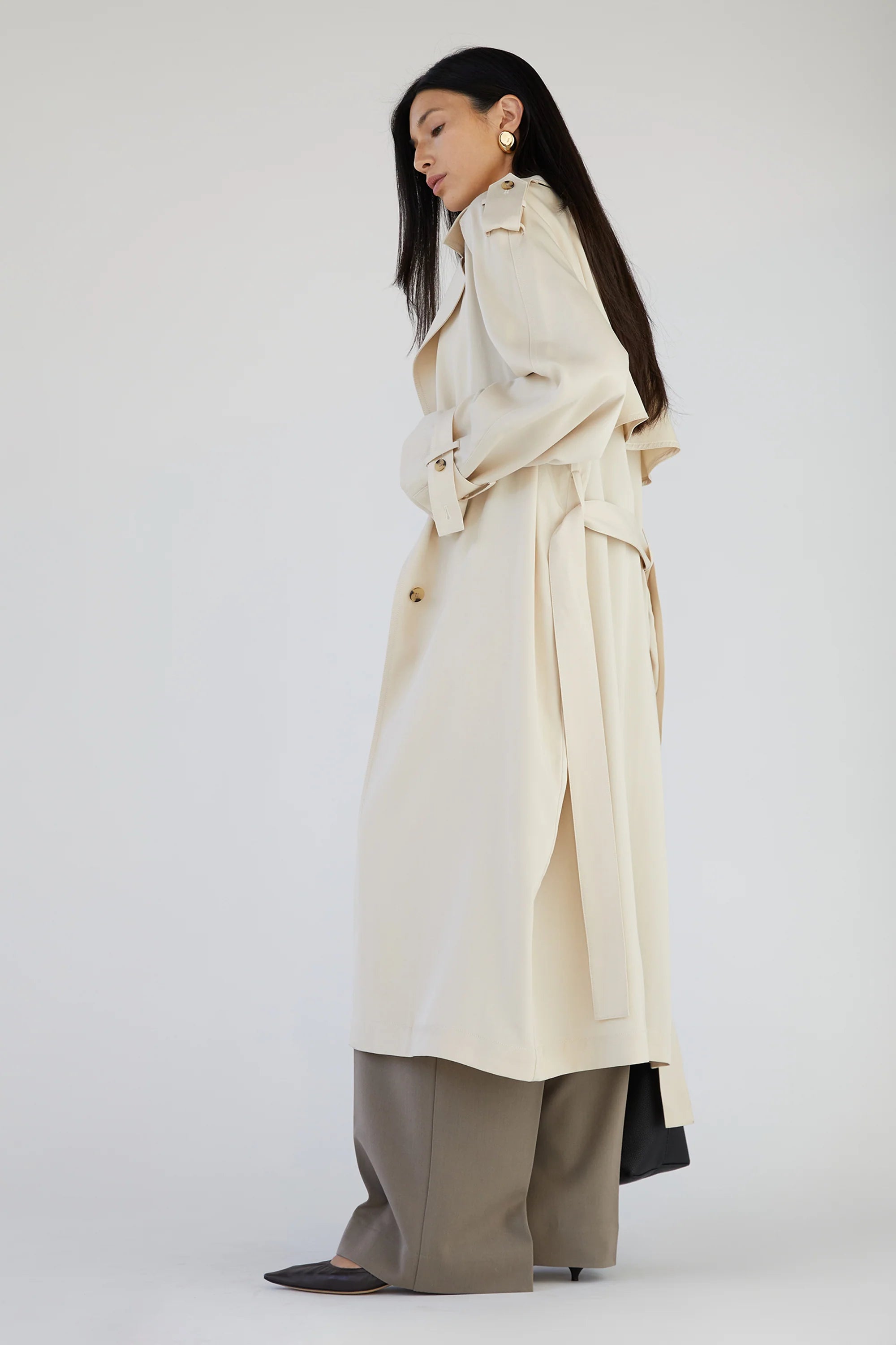 Flowy Tencel Trench Coat