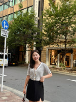 Short-sleeve pointelle V-neck cardigan sweater