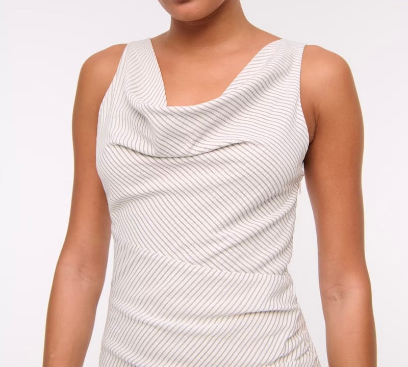 Cowl Neck Draped Mini Dress