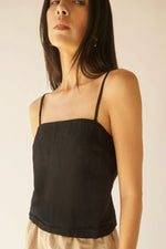 Linen Blend Open Back Tank Top