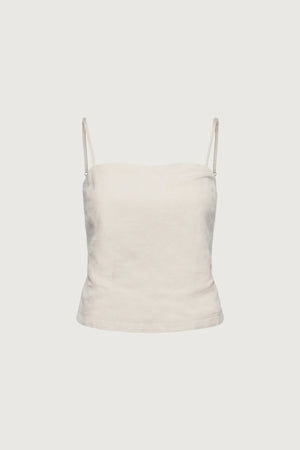 Linen Blend Open Back Tank Top