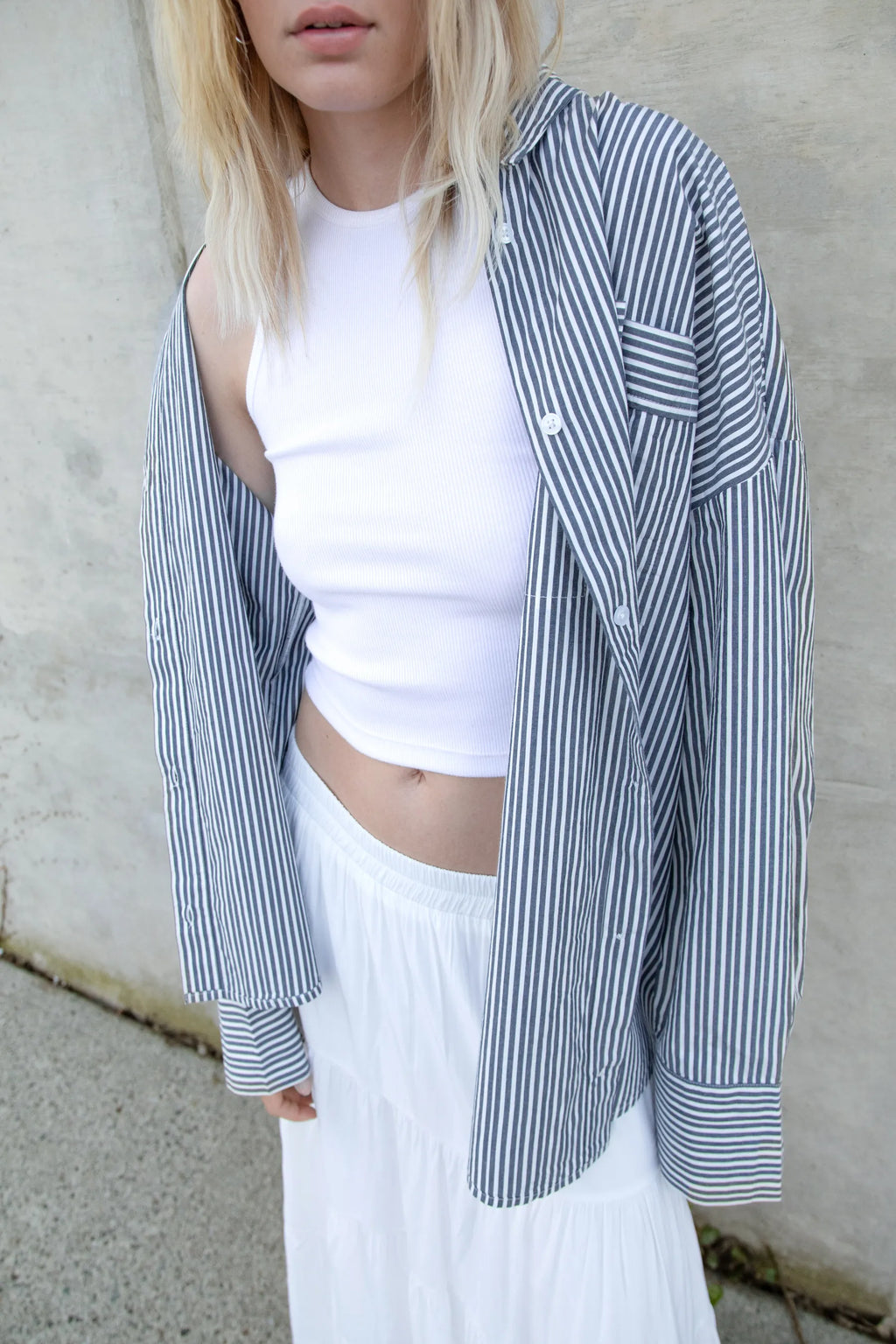 Cotton Poplin Striped Shirt