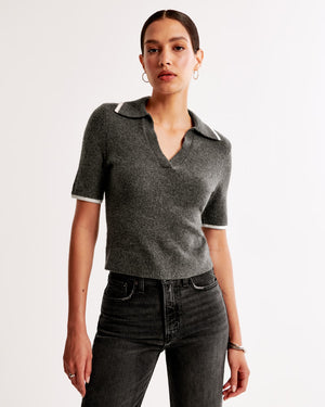 Notch-Neck Sweater Tee