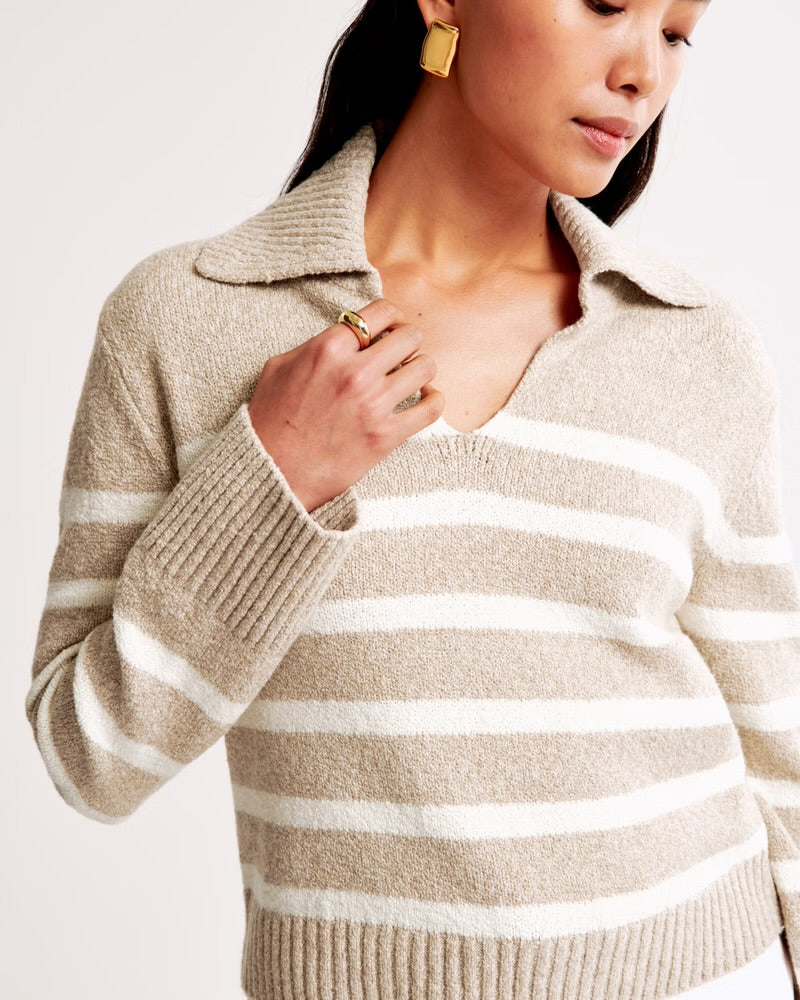 Textural Notch-Neck Sweater