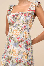 Tie-Strap Tiered Midi Dress