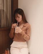 Petite Cable Knit Polo Sweater
