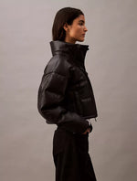 Classic Faux Leather Puffer Jacket