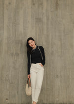 Contrast Trim Cardigan Set