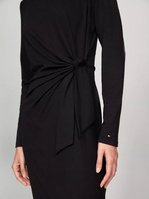 Long-Sleeve Knotted Stretch Dress