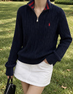Boys Half Zip Cable Knit Sweater