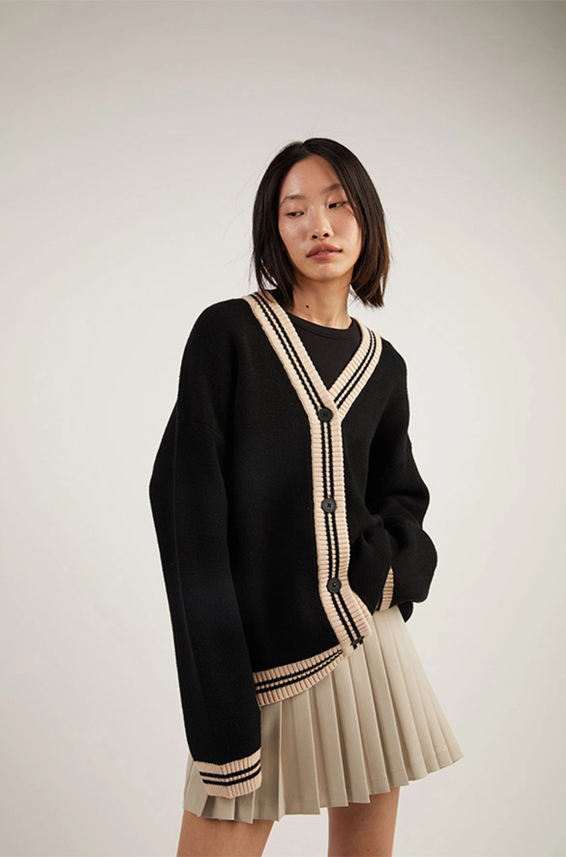Oversized Varsity Button Up Cardigan