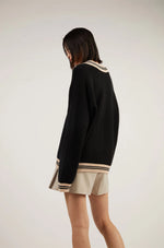 Oversized Varsity Button Up Cardigan