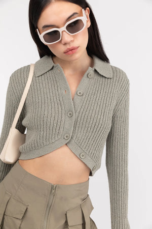 Cropped Button Front Cardigan
