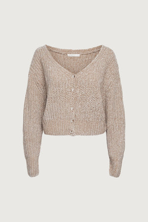 Cropped Chenille Knit Cardigan