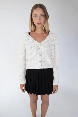 Cropped Chenille Knit Cardigan