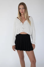 Cropped Chenille Knit Cardigan