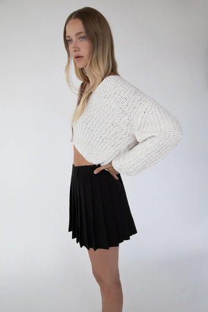 Cropped Chenille Knit Cardigan