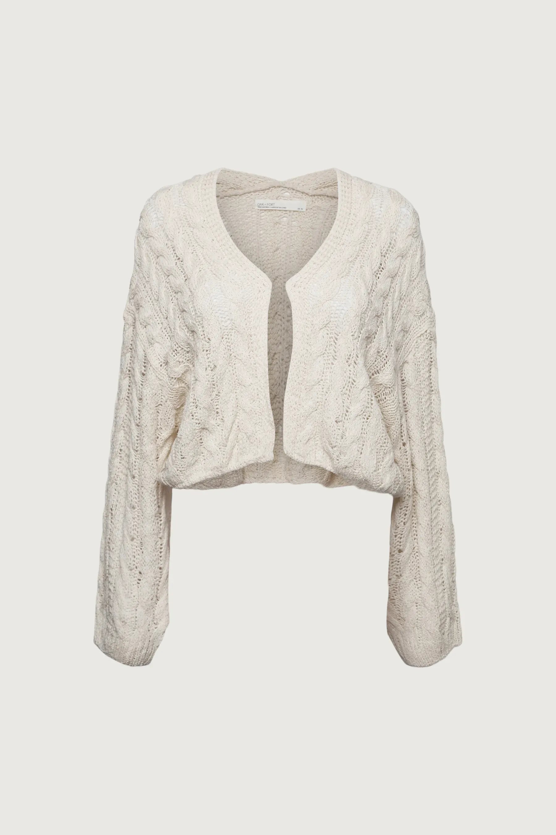 Cropped Cable Knit Cardigan