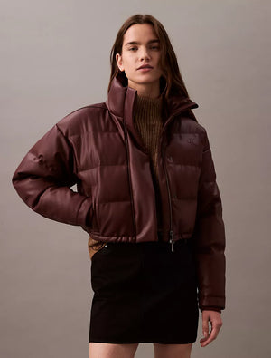 Classic Faux Leather Puffer Jacket