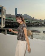 Gingham Print Ruffle-Edge Top