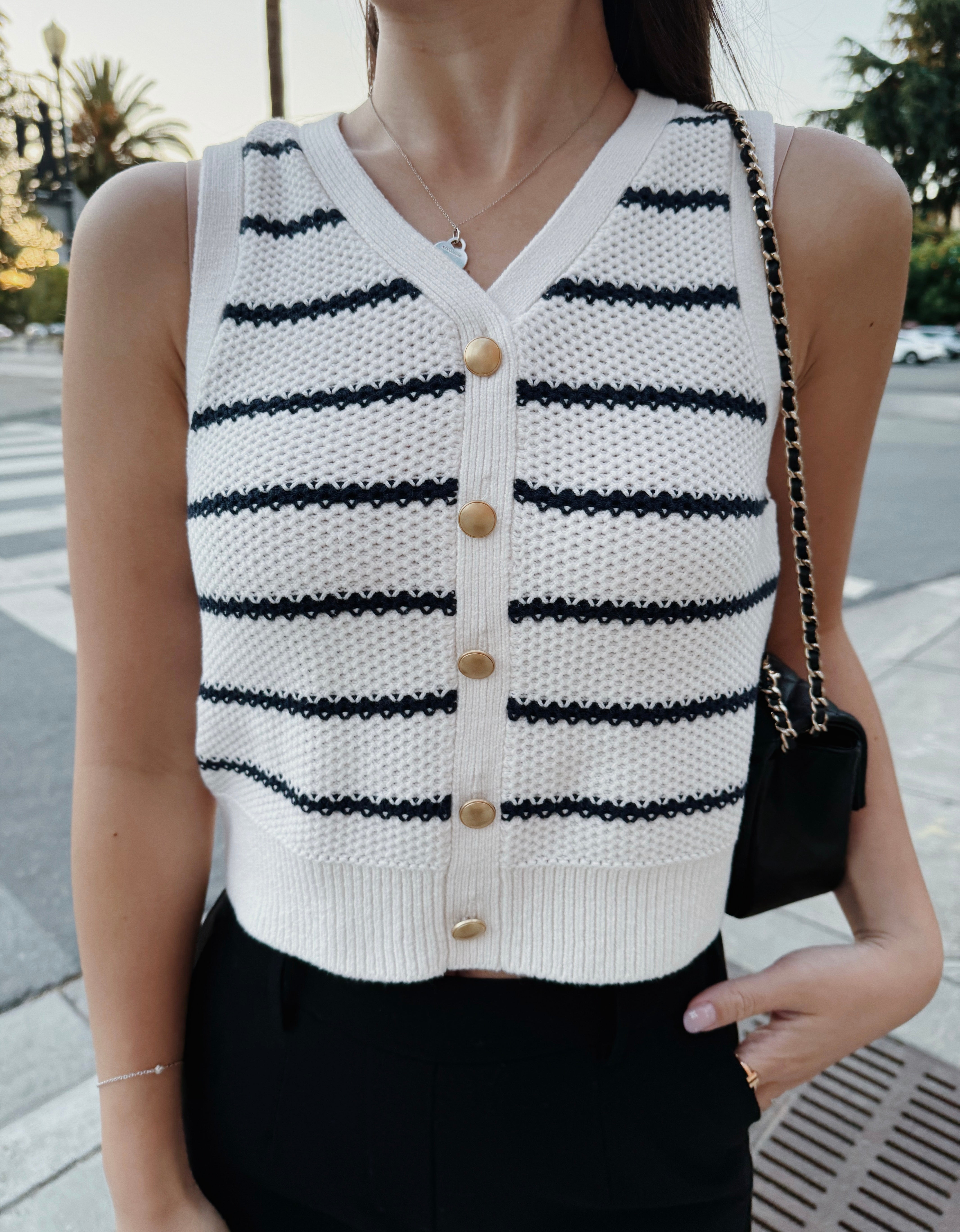 Girls Cropped Button Vest