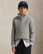 Boys Half Zip Cable Knit Sweater