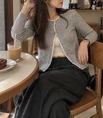 Lace-trimmed Linen Knit Cardigan