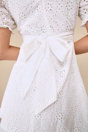 Puff Sleeve Eyelet Mini Dress