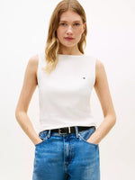 Slim Fit Rib-Knit Boatneck Tank Top
