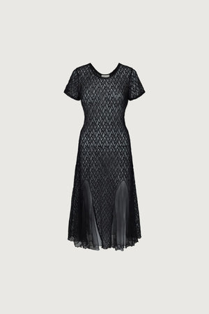 Lace Short Sleeve Midi Dress