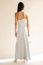 Satin Maxi Dress with Lace Trim