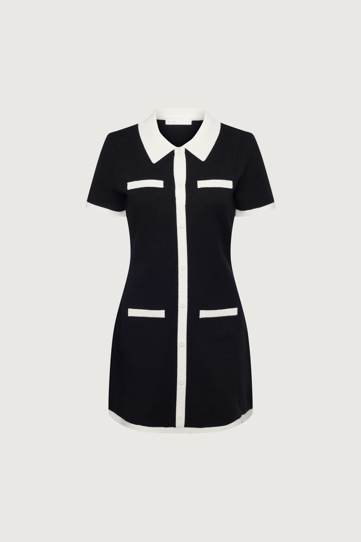 collared contrast trim knit mini dress COLLARED CONTRAST TRIM KNIT MINI DRESS