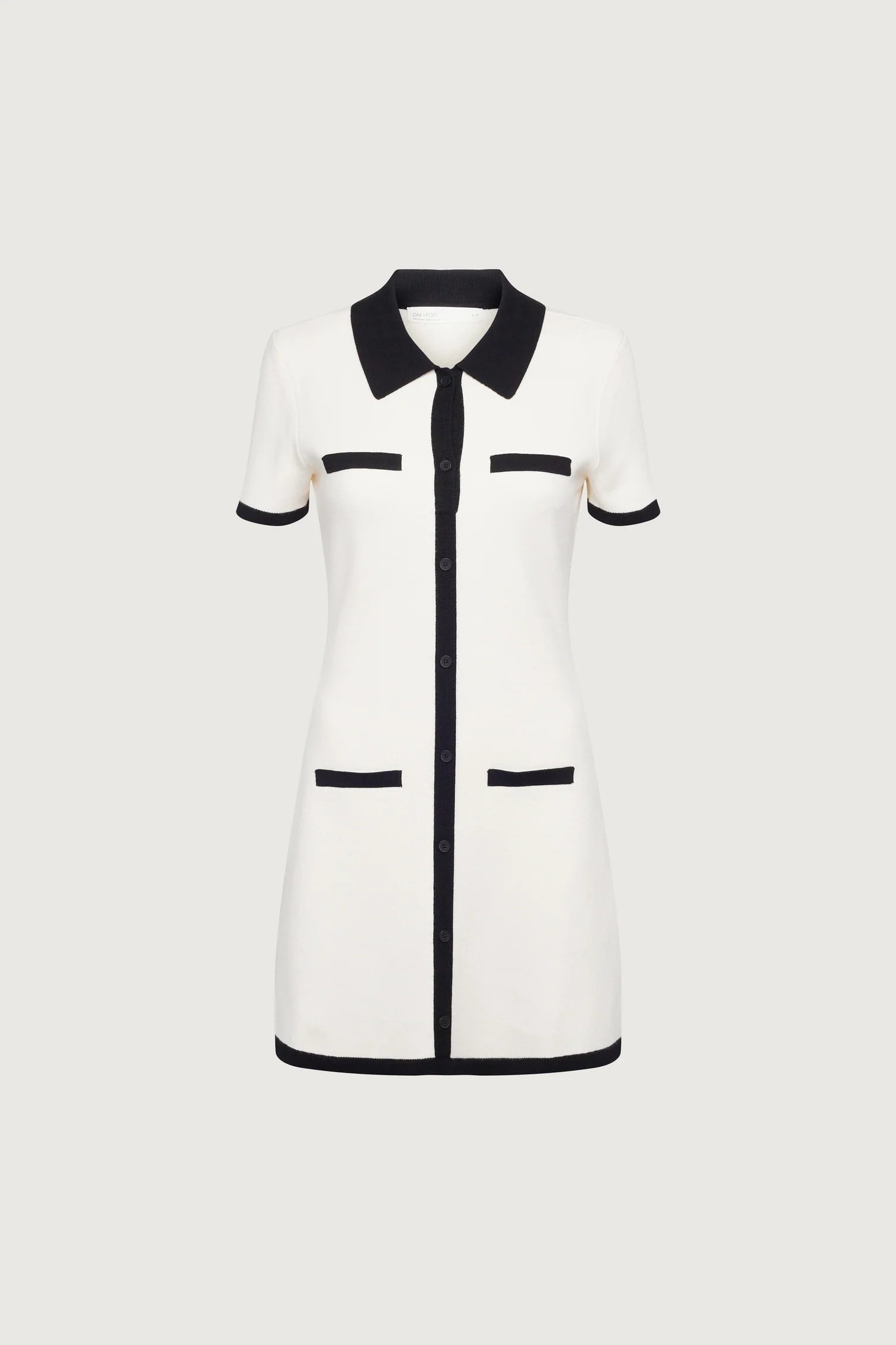 collared contrast trim knit mini dress CONTRAST TRIM BUTTON FRONT KNIT MINI DRESS