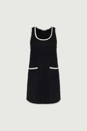 Contrast Trim Sleeveless Knit Mini Dress