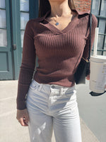 Fitted Knit Collared Sweater