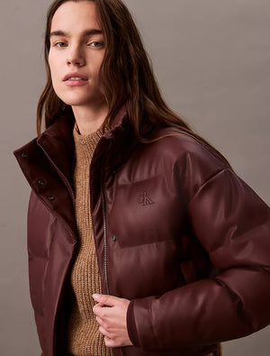 Classic Faux Leather Puffer Jacket