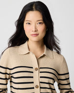 Striped collared sweater-jacket