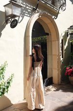 Bembe Beige Tie-Strap Tiered Maxi Dress