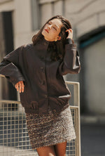 Ashley Oversized Faux Leather Jacket - Dark Umber