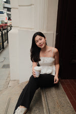 Moonlit Breeze Scalloped Eyelet Peplum Top