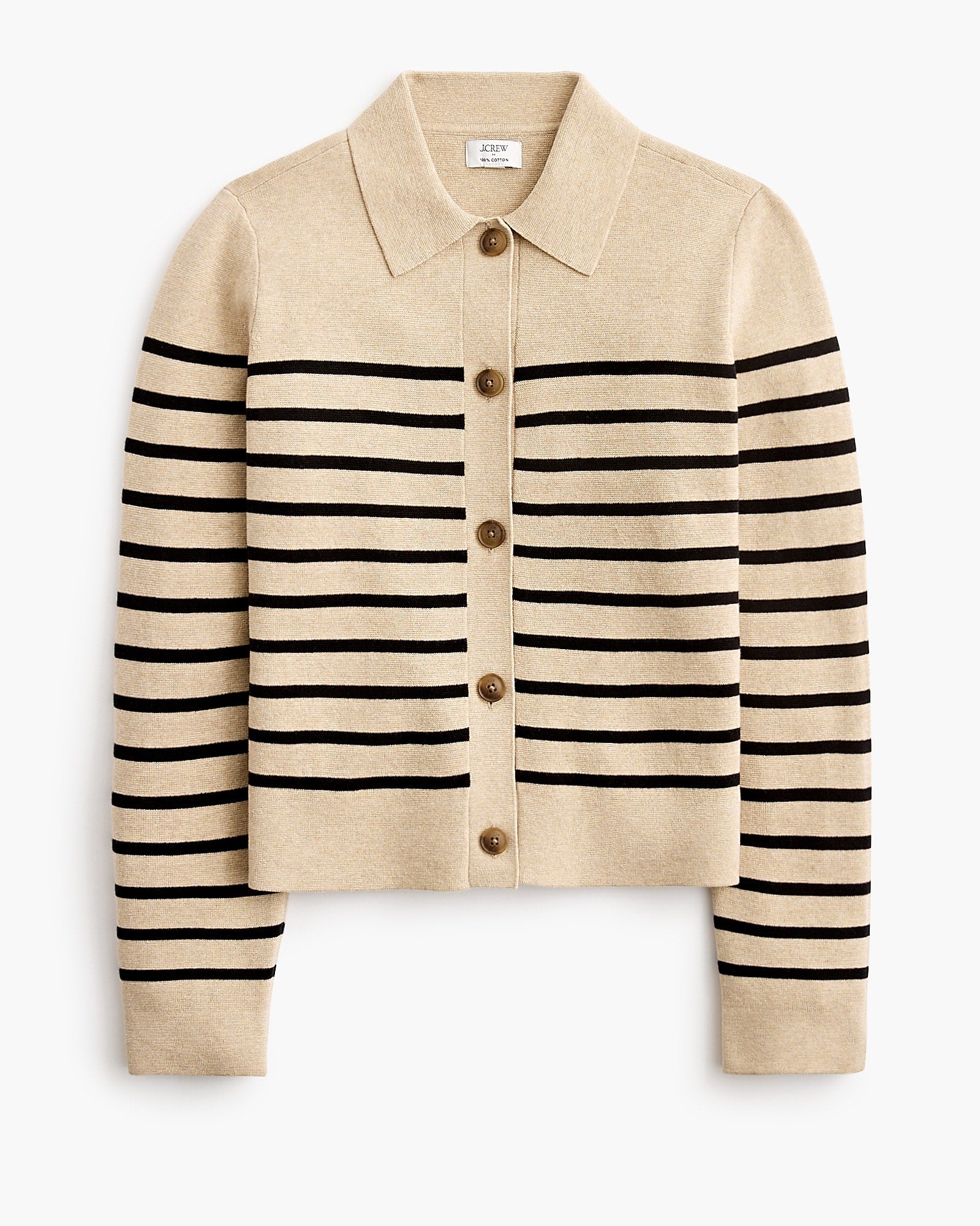 Striped collared sweater-jacket